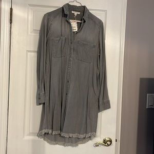 Gray button down shirt dress.  Button closure at wrist size Medium